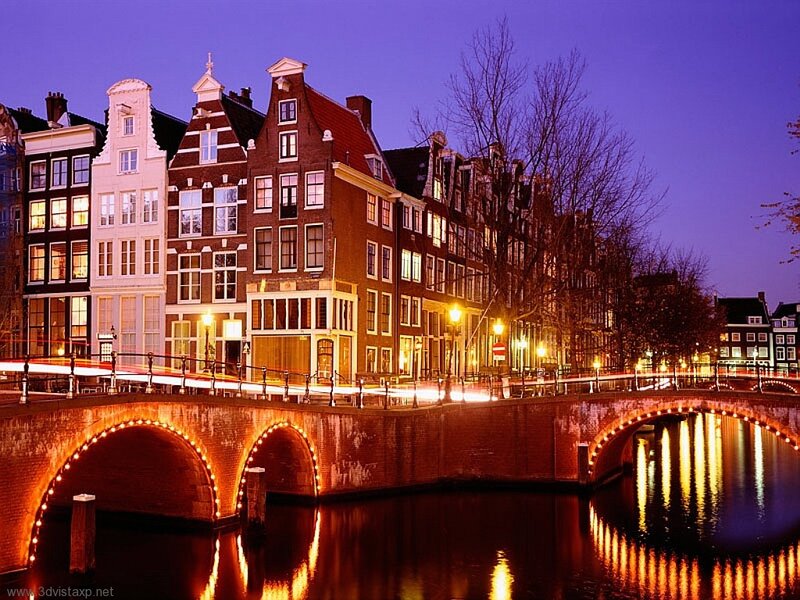 Canal Bridge at Night — Purple