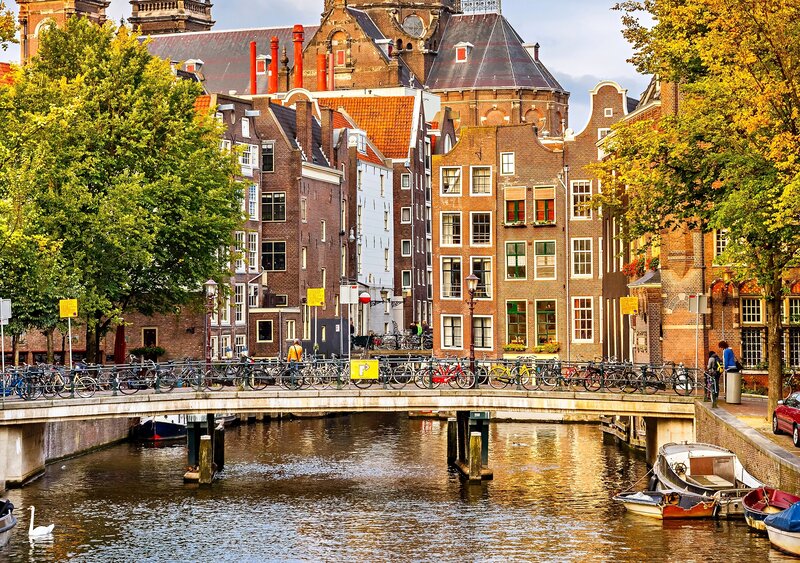 Canal Bridge in Amsterdam — Brown, Serene