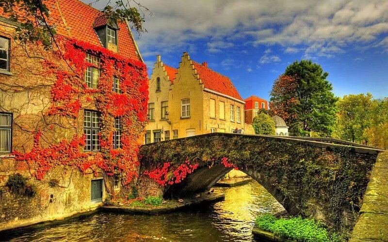 Canal Bridge in Bruges — Red