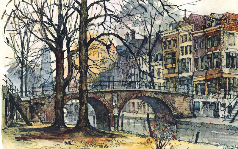 Canal Bridge in City — Brown