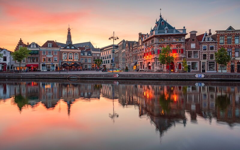 Canal Buildings at Sunset