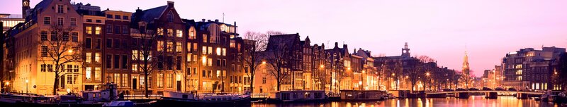 Canal Houses at Dusk — Purple