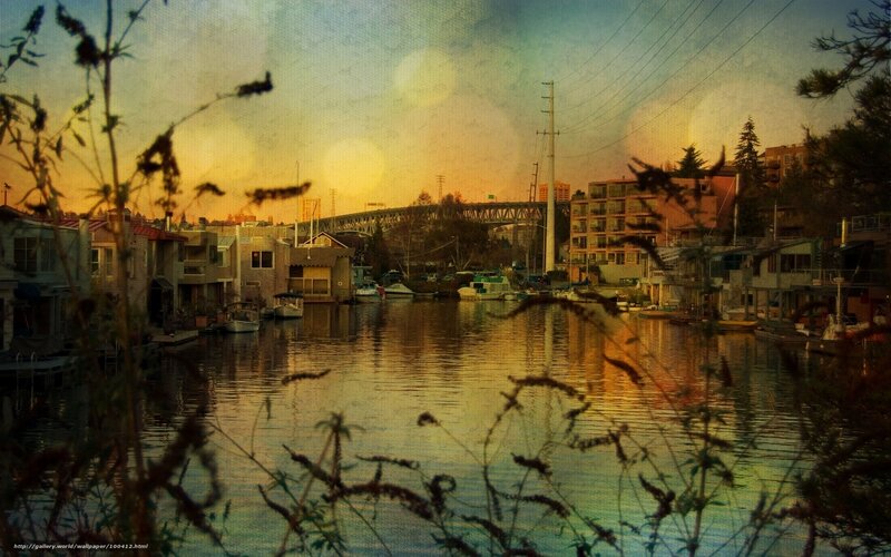 Canal Houses at Sunset — Orange, Serene