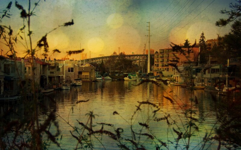 Canal Houses at Sunset — Orange