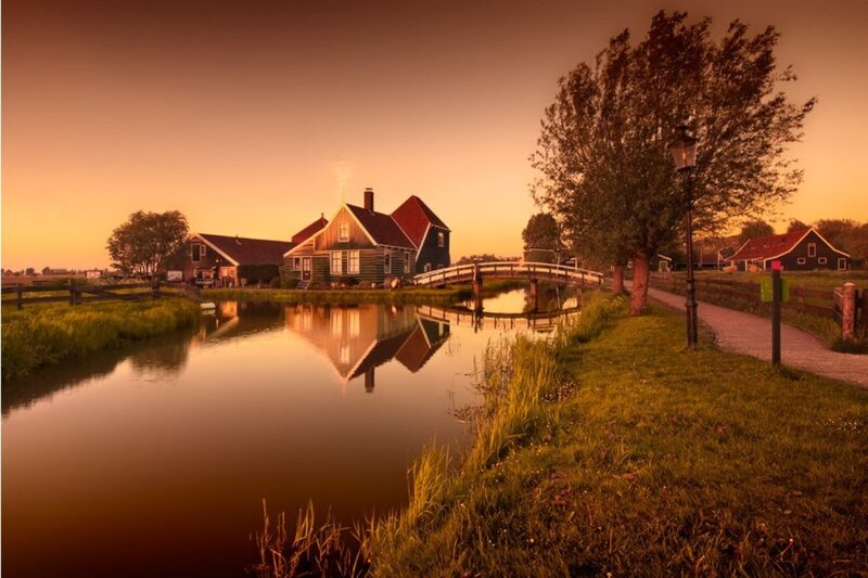 Canal Houses at Sunset