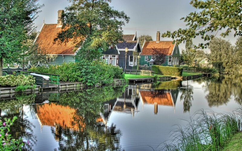 Canal houses in a Dutch village