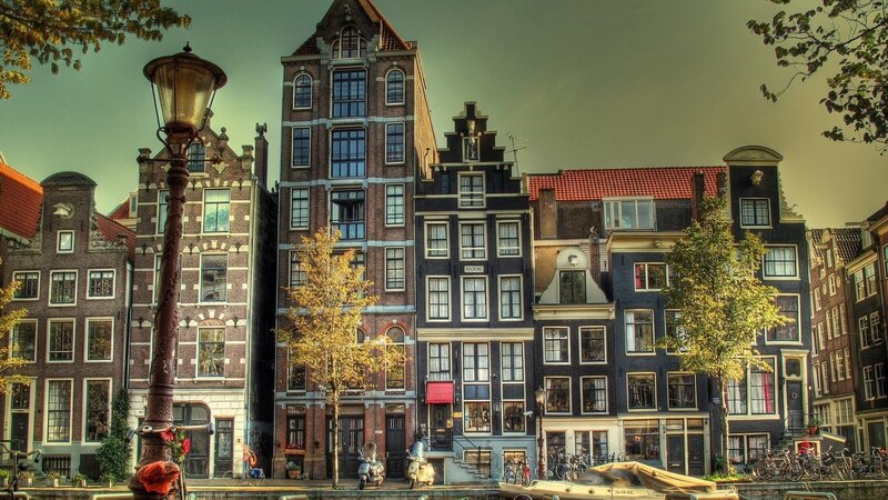 Canal Houses in Amsterdam — Brown, Dramatic, Autumn