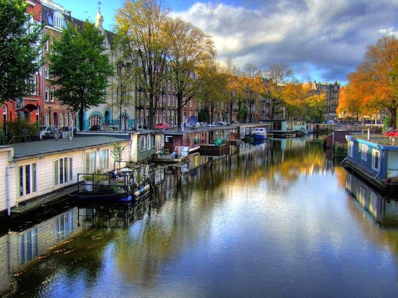Canal Houses in Autumn — Blue