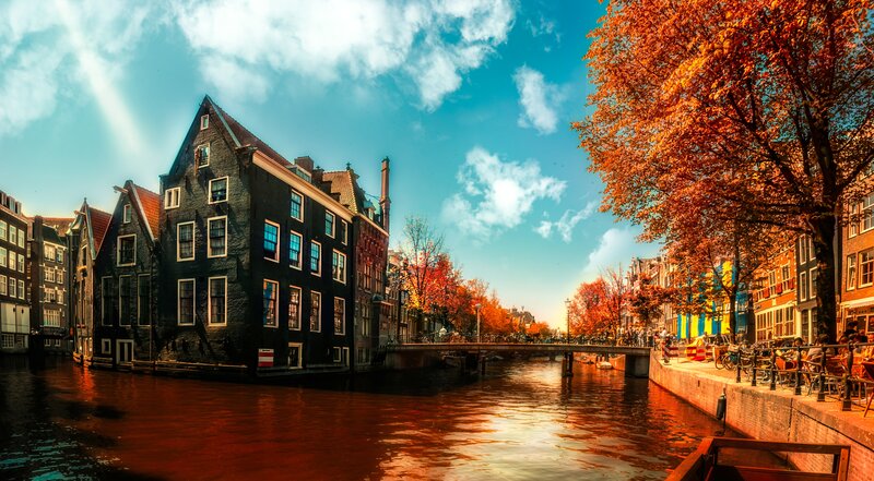 Canal Houses in Autumn — Orange