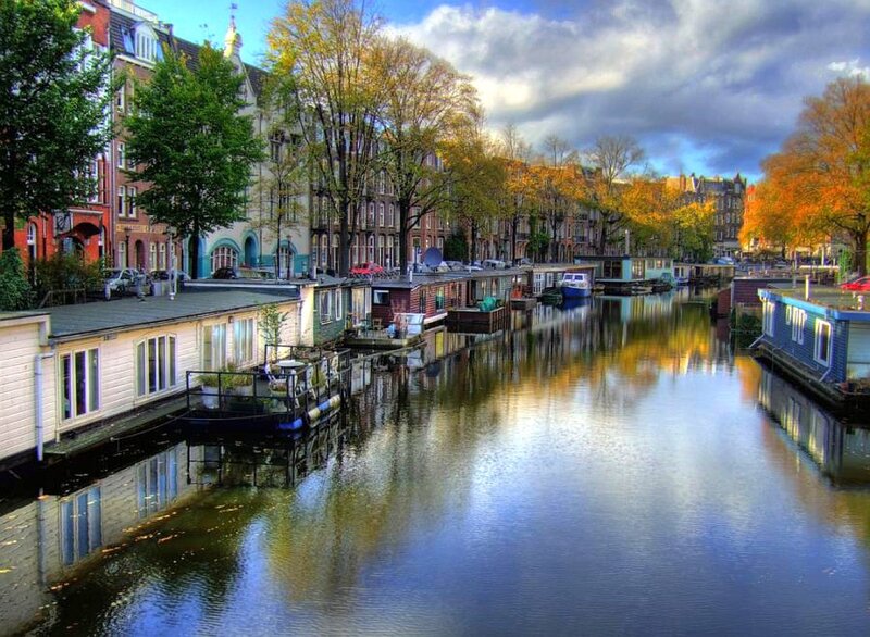 Canal houses in autumn