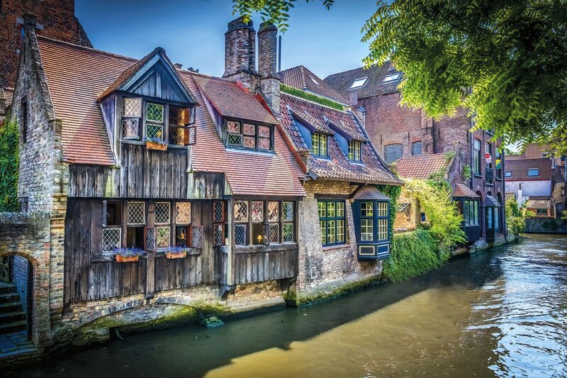 Canal Houses in Bruges — Brown, Serene, Afternoon