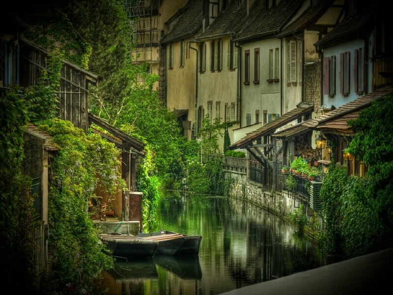 canal in a historic village