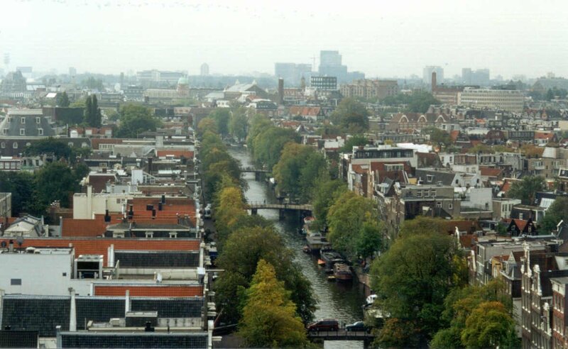 Canal in Amsterdam — Green, Overcast