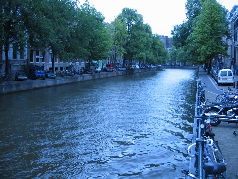 canal in amsterdam with bicycles