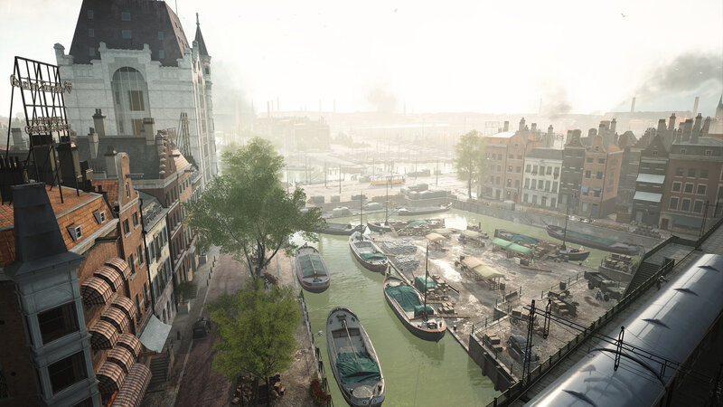 Canal in City — Green