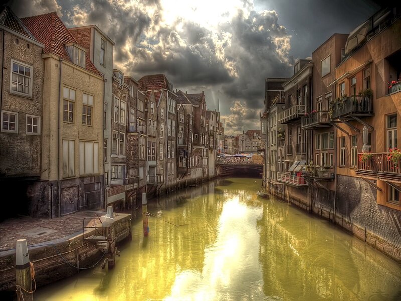 Canal in historic Dutch city