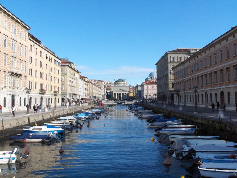 Canal in Trieste with boats