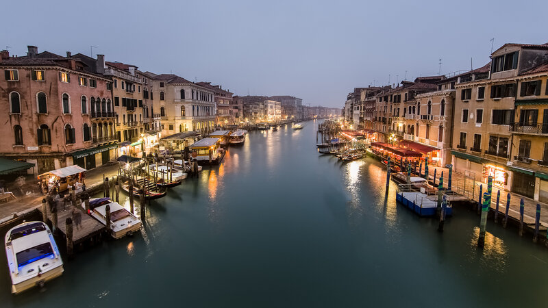 Canal in Venice at Dusk — Blue