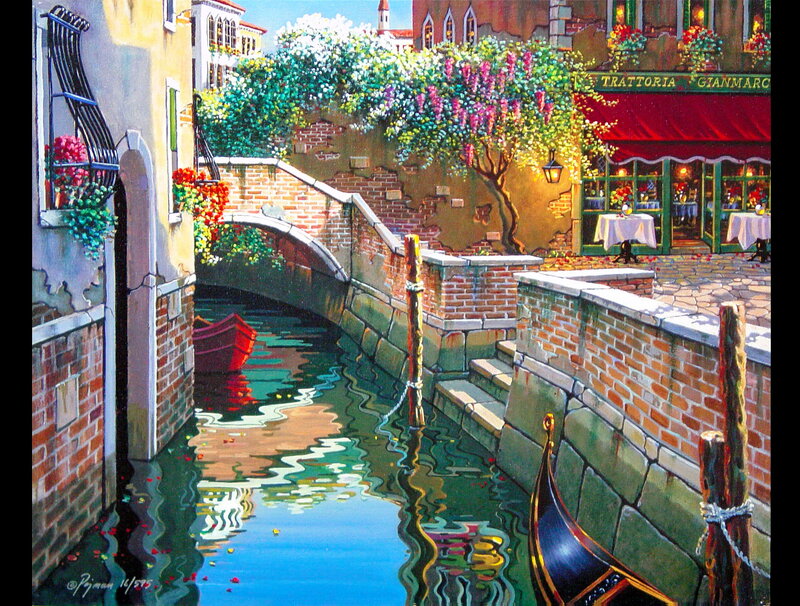 Canal in Venice — Blue, Serene, Afternoon, Painting, Gondola