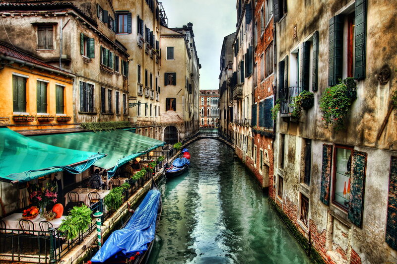 Canal in Venice — Green, Serene, Afternoon, Photograph