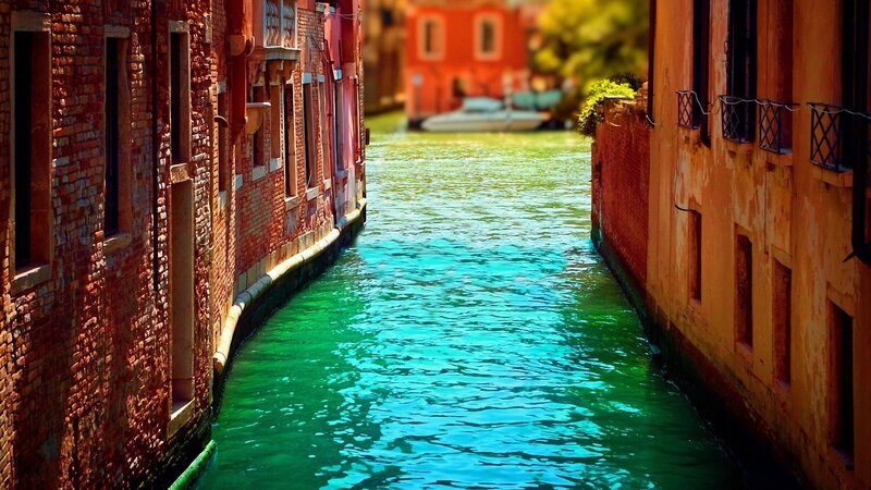 Canal in Venice — Green, Serene