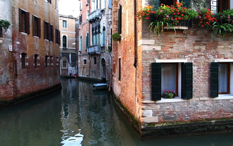 canal in Venice with gondola
