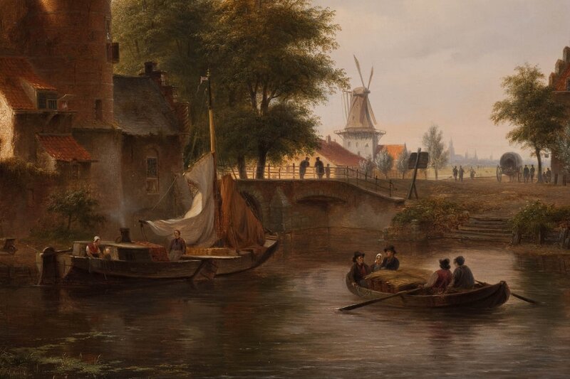 Canal scene with windmill