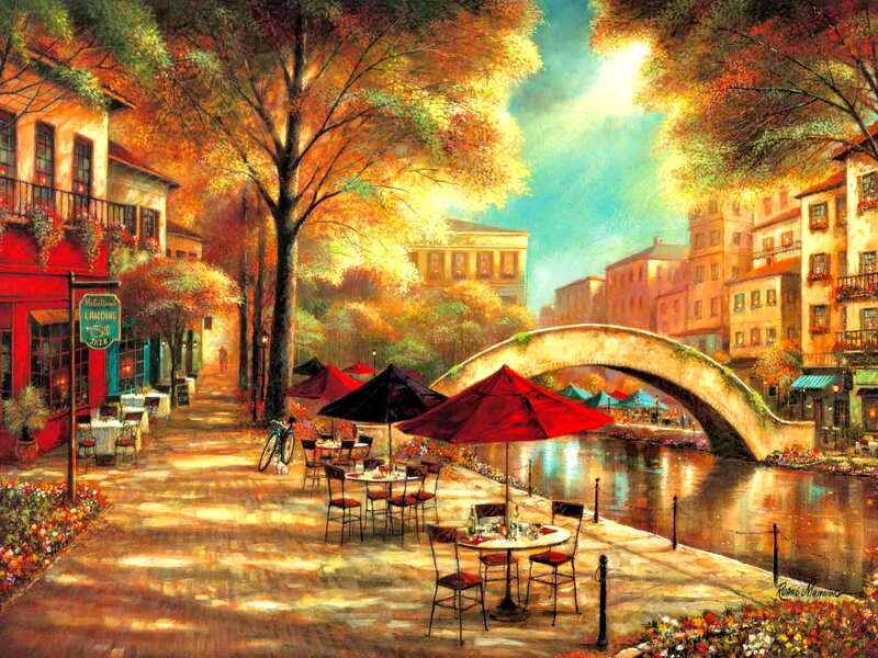 Canal-side Cafe Scene