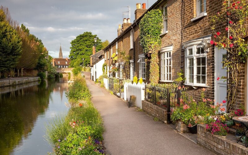 Canal-side village in England