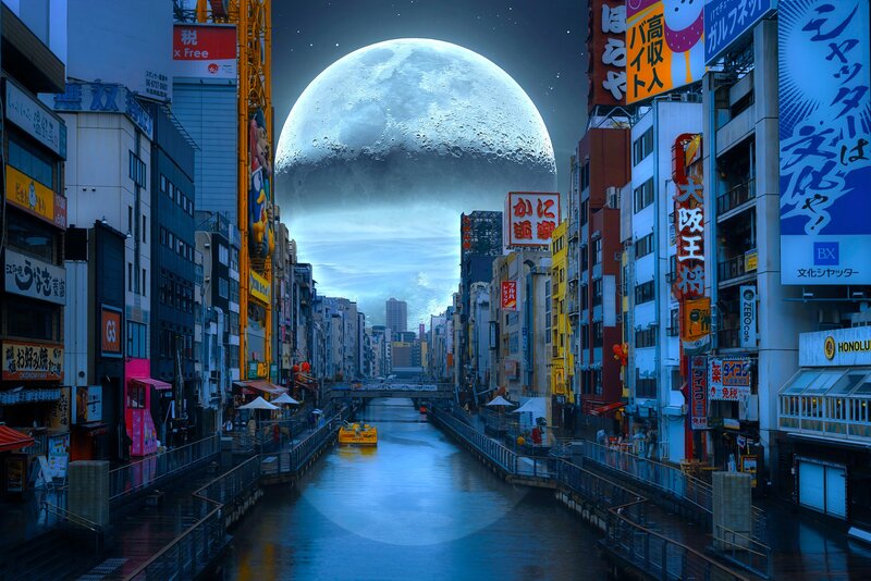 Canal Street with Moon