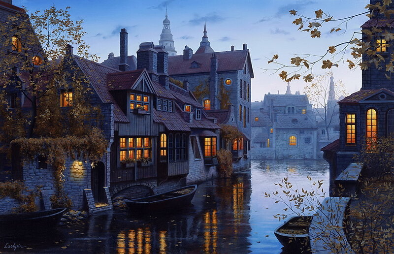 Canal Town at Dusk