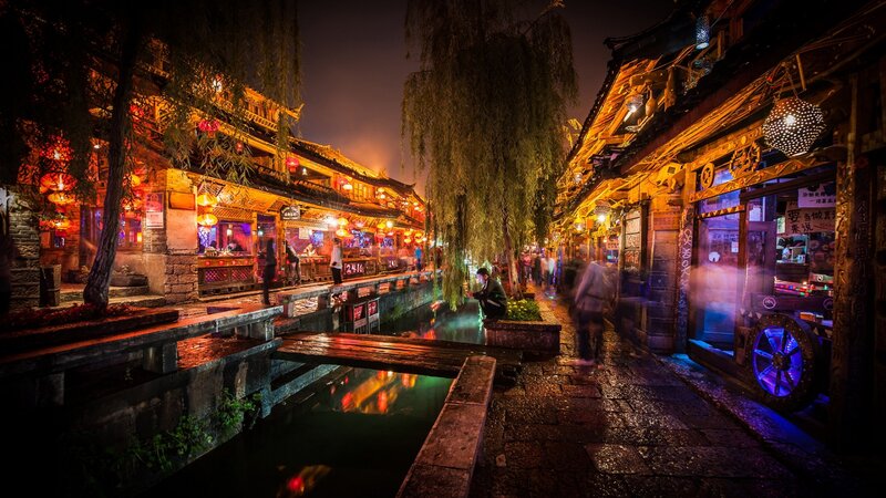 Canal Town at Night