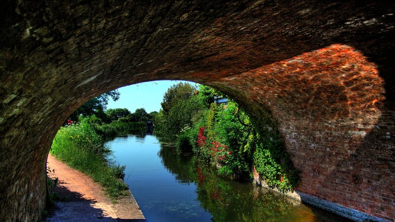 Canal under Brick Bridge — Green, Serene