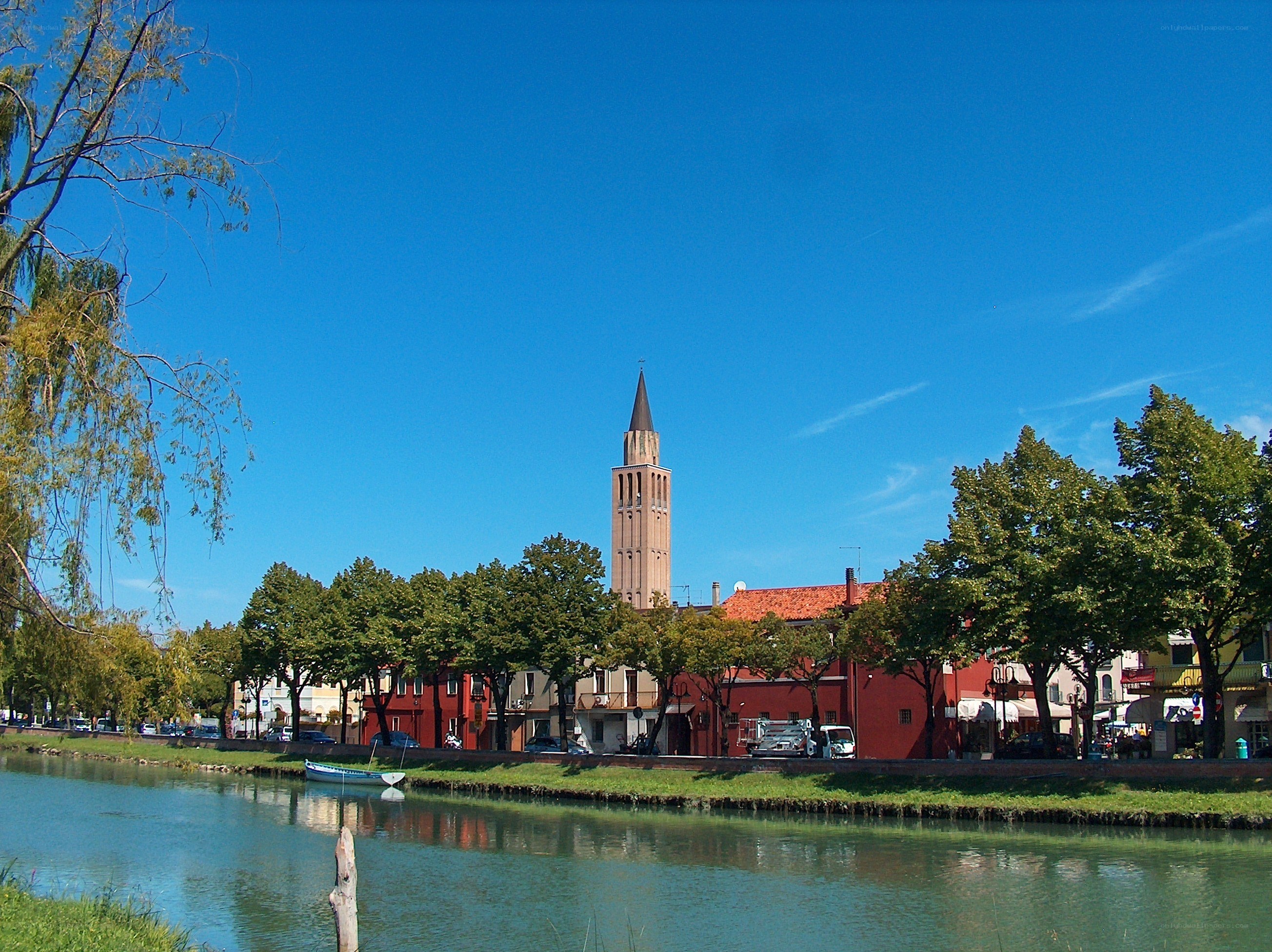 Canal view with church tower