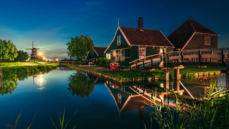 Canal Village at Dusk