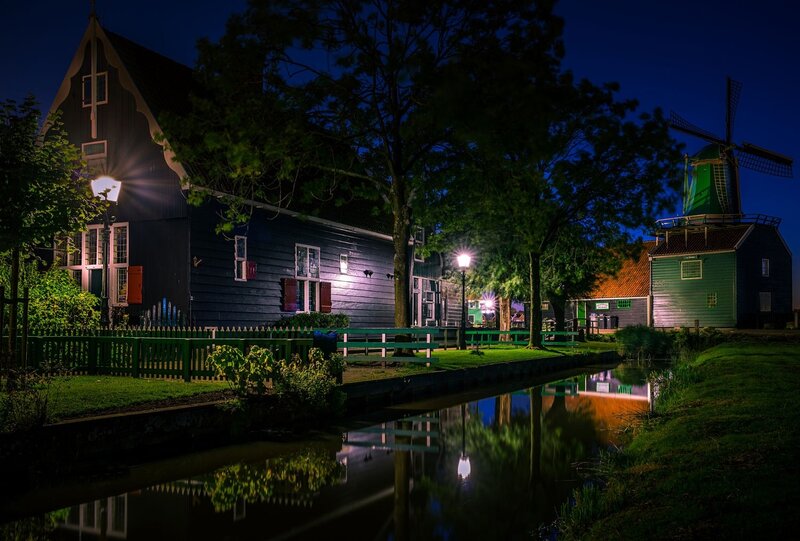Canal Village at Night