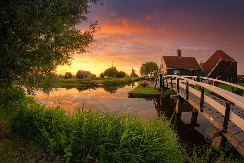 Canal Village at Sunset — Orange, Serene