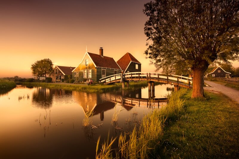 Canal Village at Sunset