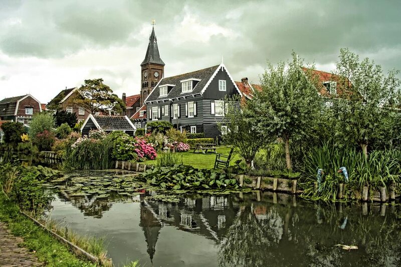 Canal Village with Church