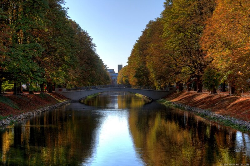 Canal with Autumn Trees — Green