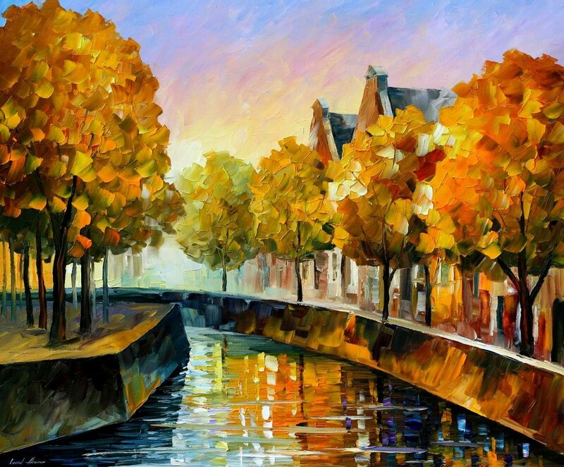 Canal with Autumn Trees — Yellow
