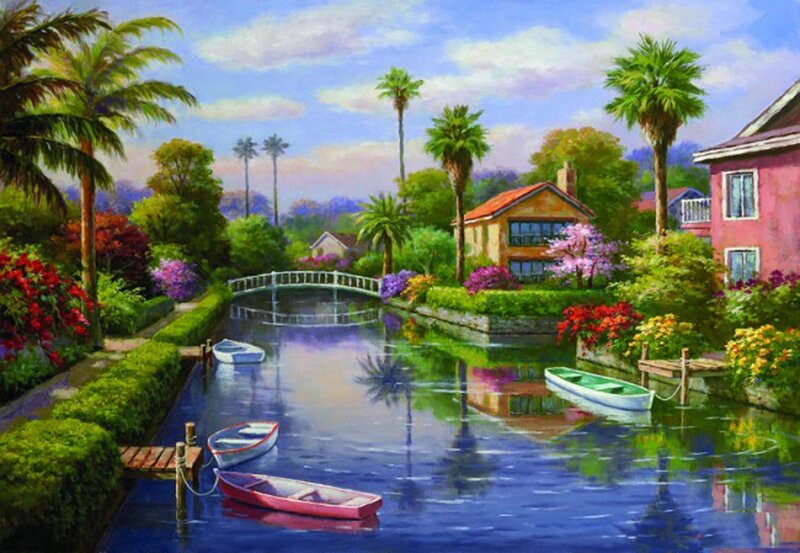 Canal with Boats and Houses