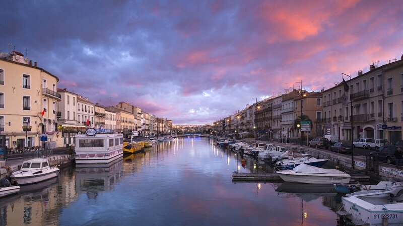 Canal with Boats at Dusk