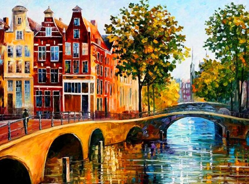 Canal with Bridges and Buildings