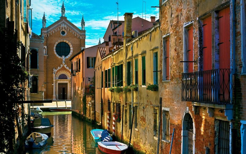 Canal with Church in Venice