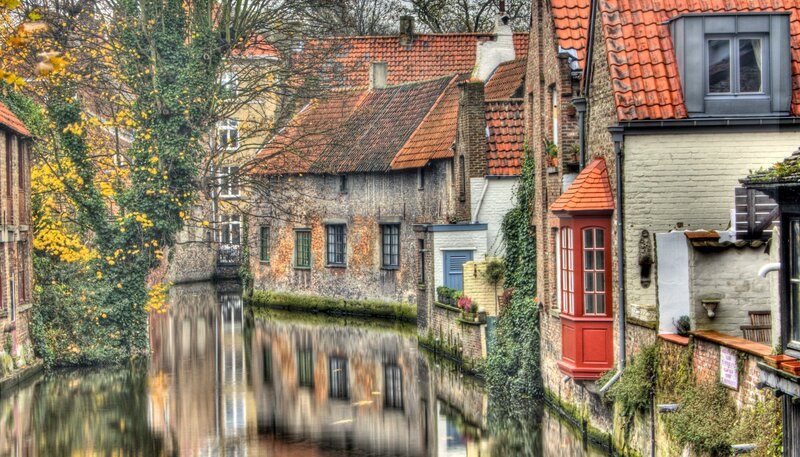 Canal with Historic Buildings — Red