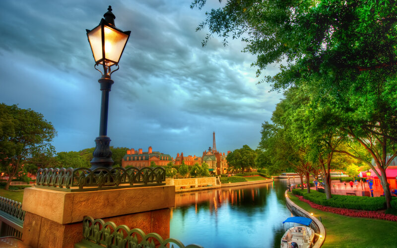 Canal with Lamp Post