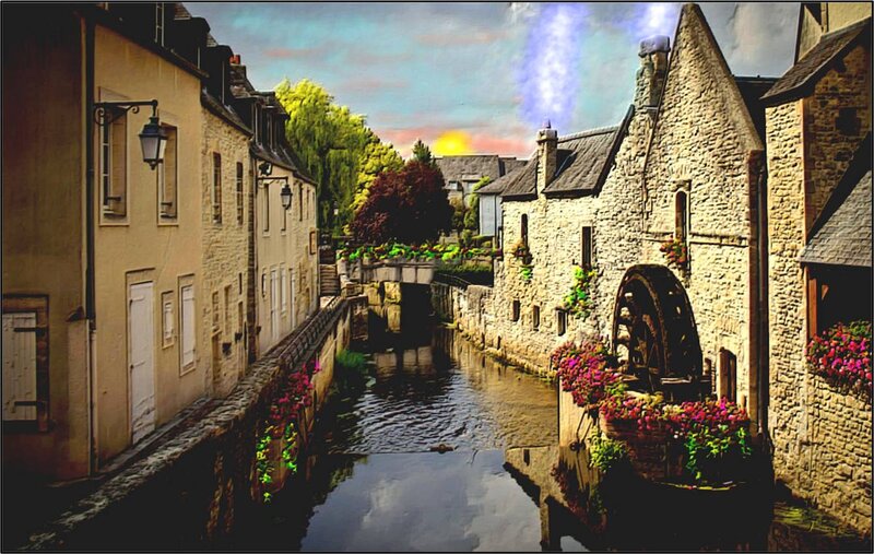 Canal with Waterwheel — Brown
