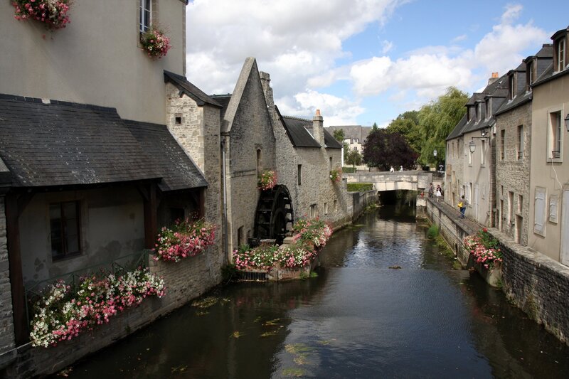 Canal with Waterwheel — Gray