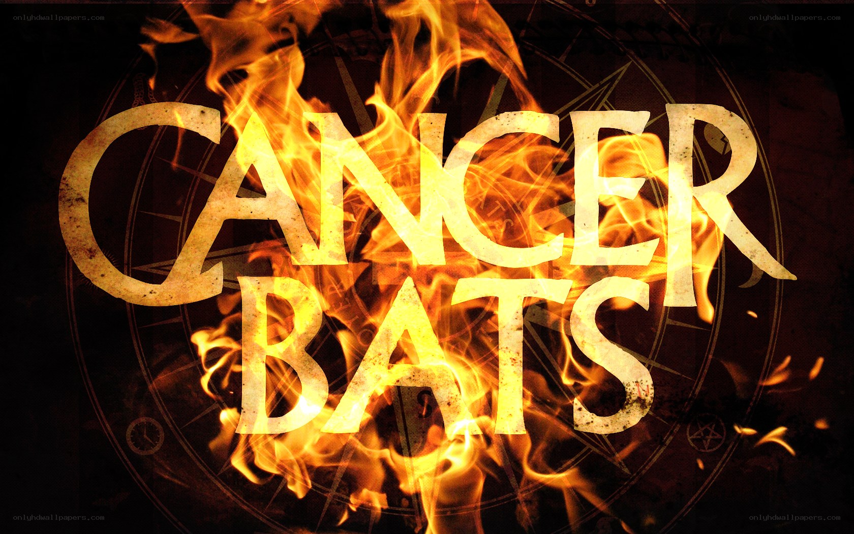 Cancer Bats logo with fire